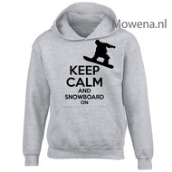 Kids hoodie keep calm snowboarden vk opdruk div kleuren KHW0067