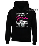 Prinses als paardrijdster hoodie 2 kleuren opdruk voorkant KH0088