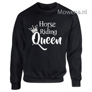 Sweater zilveren kroontje horse riding Queen voorkant opdruk div.kleuren SP091